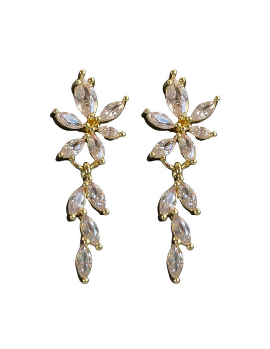 18k Gold plated earing flower stones